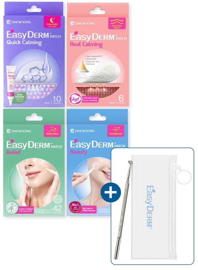 DWEasyDerm EasyDerm Multi-Step Pimple Patch Set – 4-Type Korean Pimple Patches + Free 2-in-1 Dual-Tip Extractor for Complete Skincare Stocking Stuffer Holiday Gift - Image 1