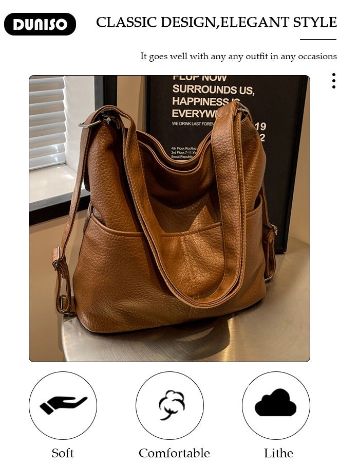 DUNISO Handbags for Women, PU Leather Crossbody Bag, Shoulder Bag for Adjustable Shoulder Strap, Large Capacity Portable Satchel, Fashion Shoulder Bag for Ladies  - Image 3