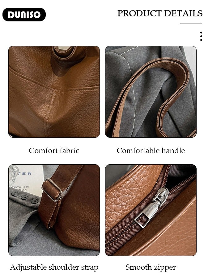 DUNISO Handbags for Women, PU Leather Crossbody Bag, Shoulder Bag for Adjustable Shoulder Strap, Large Capacity Portable Satchel, Fashion Shoulder Bag for Ladies  - Image 5