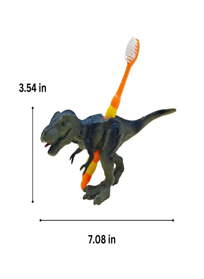GoFika Tyrannosaurus Toothbrush Holder,Fun Dinosaur Bathroom Organizer for Kids,Toddler Bath Accessories Perfect for Children,Jurassic Theme Décor (Green) - Image 2