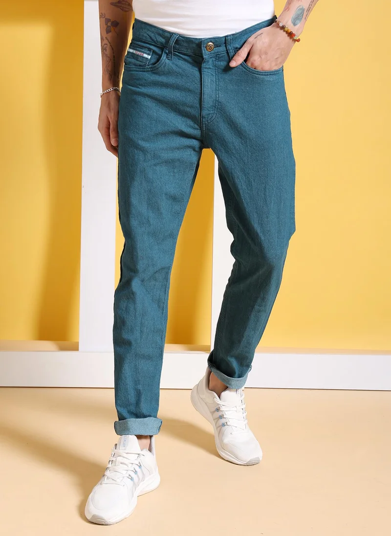 Men Slim Fit Solid Mid-Rise Stretchable Jeans