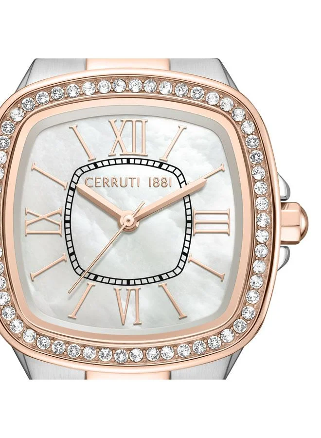 CERRUTI 1881 Silver/Rose Gold Women's Casale 24mm White Mother-of-pearl Dial Quartz Analog Watch For Women for Women | Best Price UAE