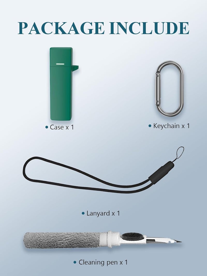 WUNIAK Case for Soundcore by Anker A30i Noise Cancelling Earbuds, Soft Silicone Protective Portable Scratch Shock Resistant Compatible with Shell with Cleaner Kit & Carabiner & Lanyard，Green. - Image 3