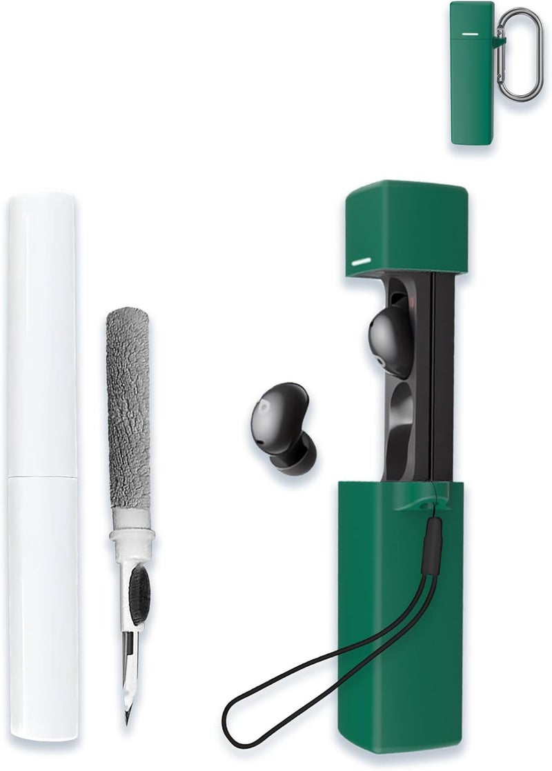 WUNIAK Case for Soundcore by Anker A30i Noise Cancelling Earbuds, Soft Silicone Protective Portable Scratch Shock Resistant Compatible with Shell with Cleaner Kit & Carabiner & Lanyard，Green. - Image 2