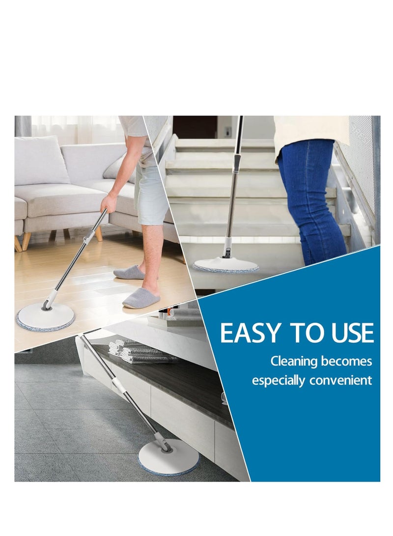 Spin Mop Bucket Set, Wet and Dry Use Floor Mop with Spinning Wringer, Microfiber Flat Mop with Self Separation Dirty and Clean Water System, with 5Pcs Reusable Mop Pad (White-Round) - Image 4