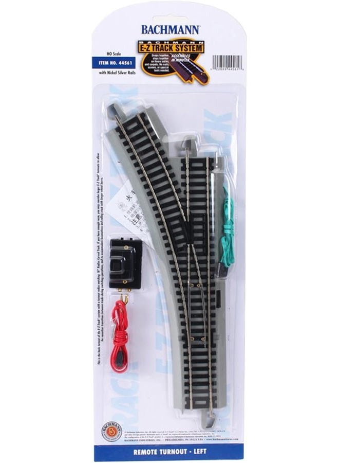 Bachmann Trains HO Scale Snap-Fit E-Z Track Remote Turnout - Left - Image 1