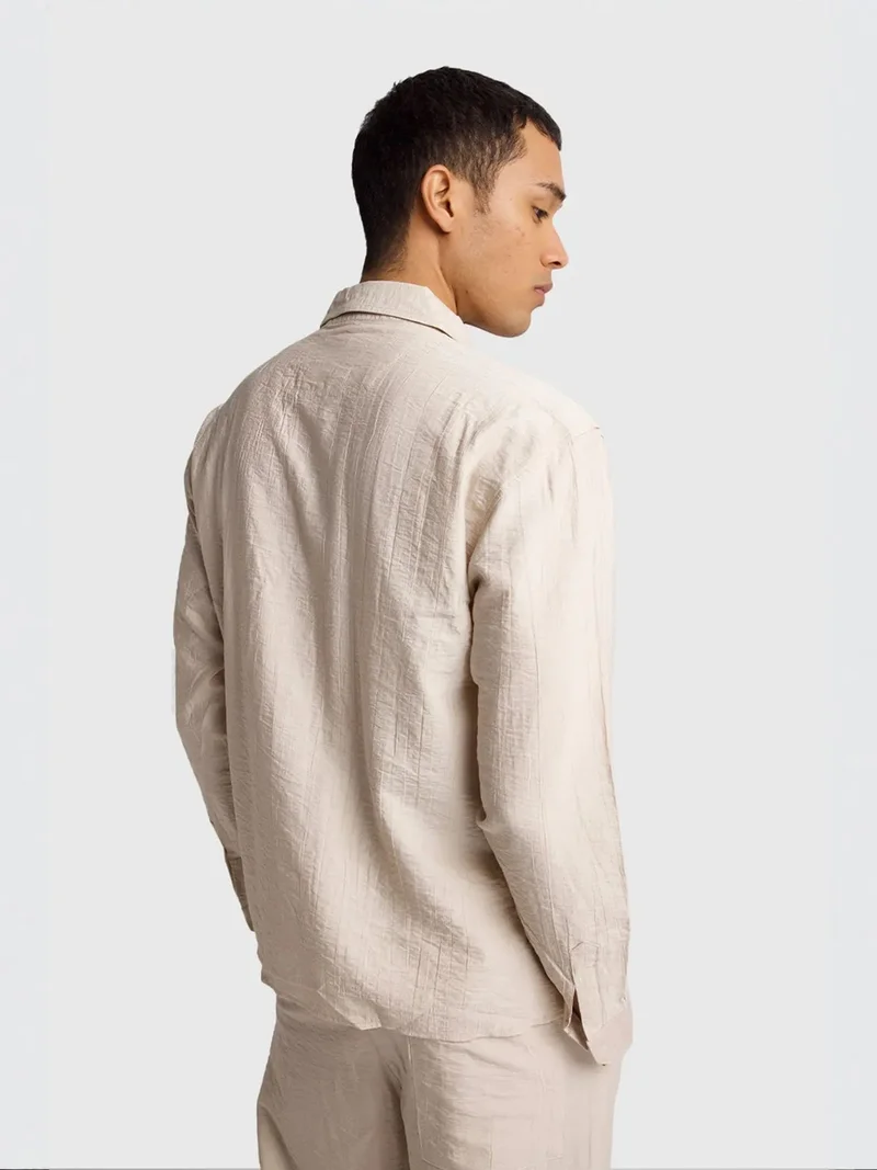 Giesto Beige Natural GIESTO Long Sleeve Button-Up Shirt with Pocket for Men | Best Price UAE