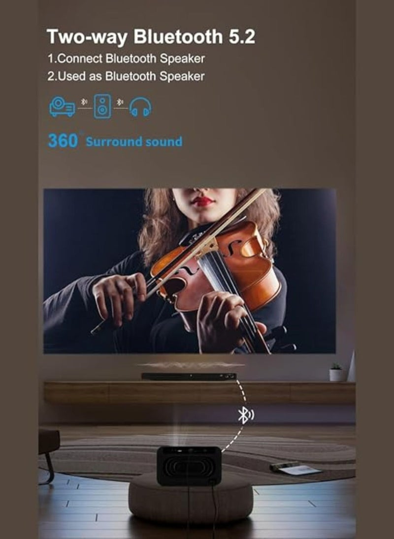 أوميو جهاز عرض مسرح منزلي ذكي U8 Pro 4K 5G WIFI وبلوتوث جهاز عرض كهربائي بؤري للأفلام والألعاب - أسود - Image 5