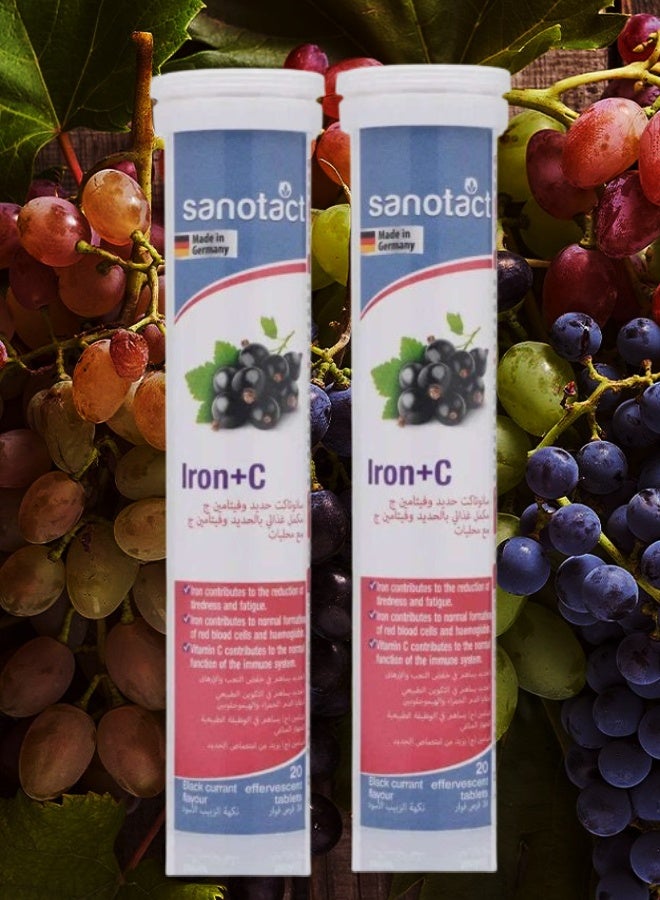 sanotact 2 Pieces Sanotact Iron And Vitamin C 20 Currant Effervescent Tablets  - Image 1