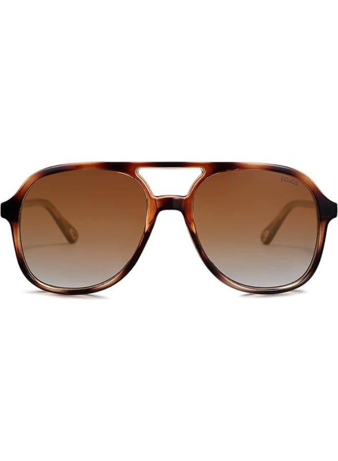 HDCRAFTER Retro Vintage Polarized Sunglasses Double Bridge Brow Bar Square Aviators - Image 2