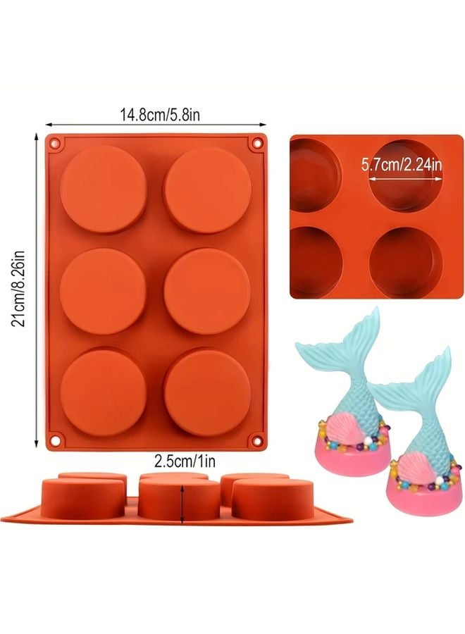 Silicone Baking Mold 6 Cavity Round Red Cups For Pudding Jello Cupcakes - Image 2