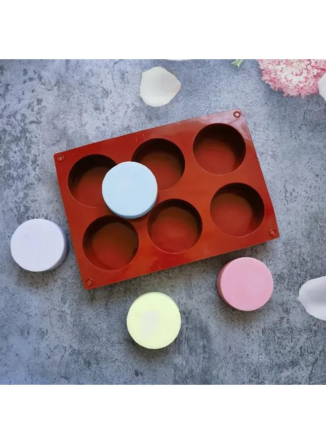 Silicone Baking Mold 6 Cavity Round Red Cups For Pudding Jello Cupcakes - Image 3