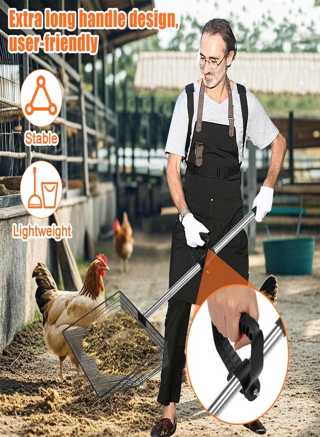 Foandbevi 15 inch Large Chicken Poop Scooper with Ergonomic Grip, 6 in 1 Detachable Chicken Scooper for Poop Shovel (20 to 79"), Stainless Steel Sifting Shovel for Chicken Coop/Goat Stall/Stable Cleaning Tool - Image 2