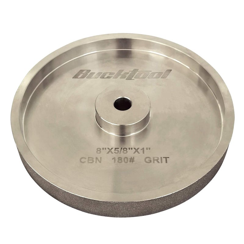 Bucktool 180 Grit 8 Inch CBN Grinding Wheel, 1" Wide, 5/8" Arbor Cubic Boron Nitride Sharpening Wheel for Sharpening Wood-Turning Tools, Chisels, Hardcore and More - Image 1