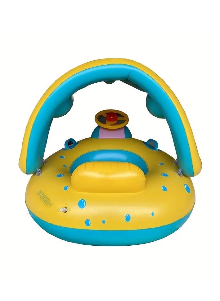 أطفال صغيرة 1 قطعة من حلقات السباحة للأطفال المصنوعة من مادة البولي فينيل كلوريد مع مظلة شمسية، لعبة مائية قابلة للنفخ، عوامة حمام السباحة - Image 2