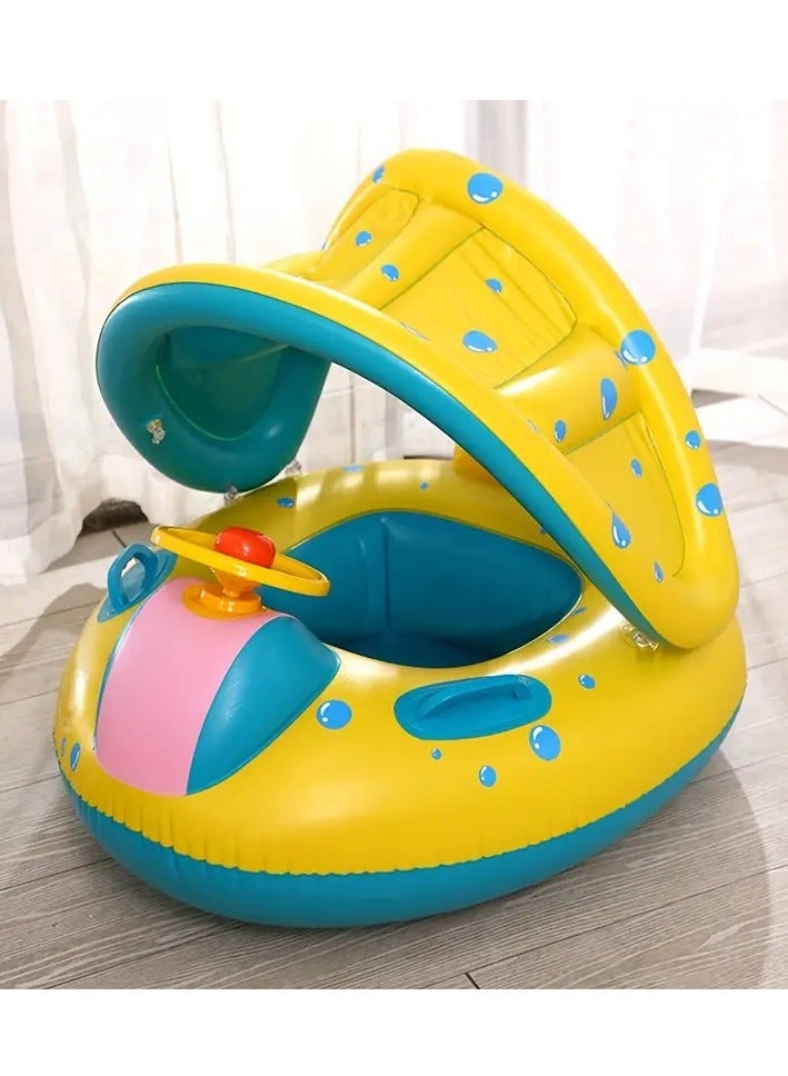 أطفال صغيرة 1 قطعة من حلقات السباحة للأطفال المصنوعة من مادة البولي فينيل كلوريد مع مظلة شمسية، لعبة مائية قابلة للنفخ، عوامة حمام السباحة - Image 3
