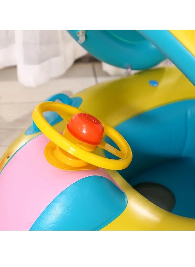 أطفال صغيرة 1 قطعة من حلقات السباحة للأطفال المصنوعة من مادة البولي فينيل كلوريد مع مظلة شمسية، لعبة مائية قابلة للنفخ، عوامة حمام السباحة - Image 4