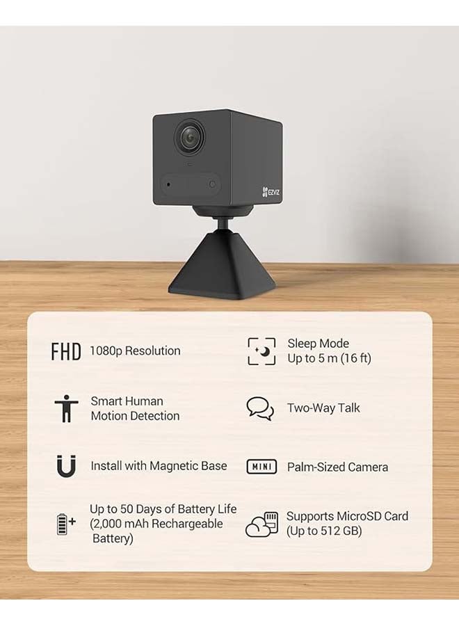 EZVIZ CB2 Security Camera With Battery, 1080p WiFi Camera CCTV With PIR Motion, Smart Human Detection, Two Way Audio Talk, Easy Install With Magnetic Base, Supported Cloud & SD Card Storage - Image 2