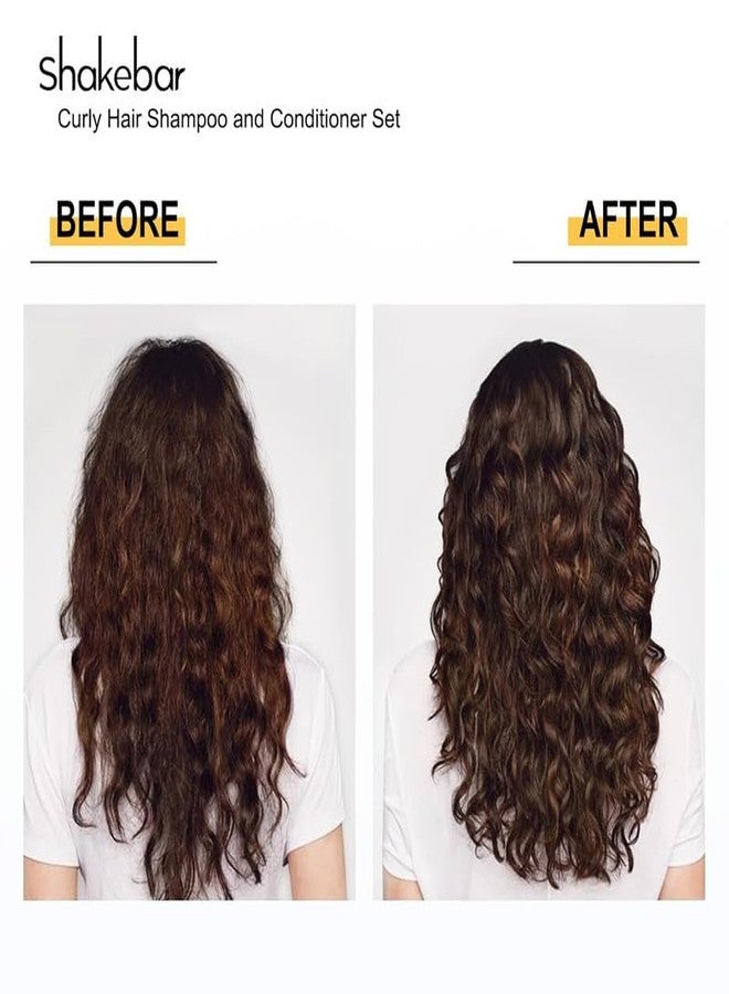 SHAKEBAR Keratin Curly Hair Shampoo and Conditioner Set, Curl & Shine Natural Shampoo Rich Shea Butter, Jojoba Oil, Keratin, Sulfate Free, Paraben Free, Frizz Control, Moisturize Dry Hair - Image 4