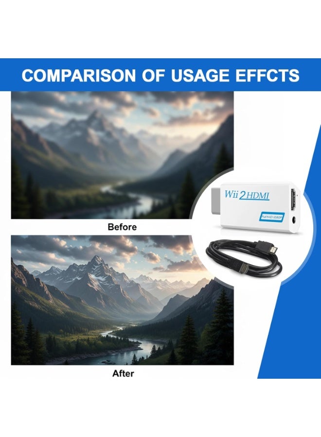 igeekwell Wii to HDMI Adapter with 1m HDMI Cable, 1080P/720p Wii HDMI Adapter for Nintendo Wii, Supports All Wii Display Modes, Includes 3.5mm Audio Output - Image 2