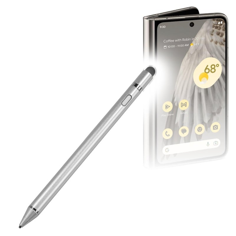 BoxWave Stylus Pen Compatible with Google Pixel Fold AccuPoint Active Stylus Electronic Stylus with Ultra Fine Tip Metallic Silver - Image 2