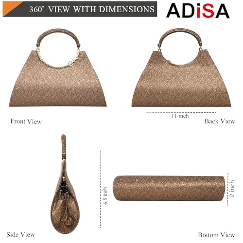 ADISA Women Girls Clutch Bag Purse Handbag Wedding Bridal (Copper) - Image 2
