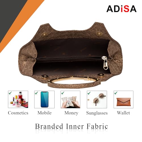 ADISA Women Girls Clutch Bag Purse Handbag Wedding Bridal (Copper) - Image 4
