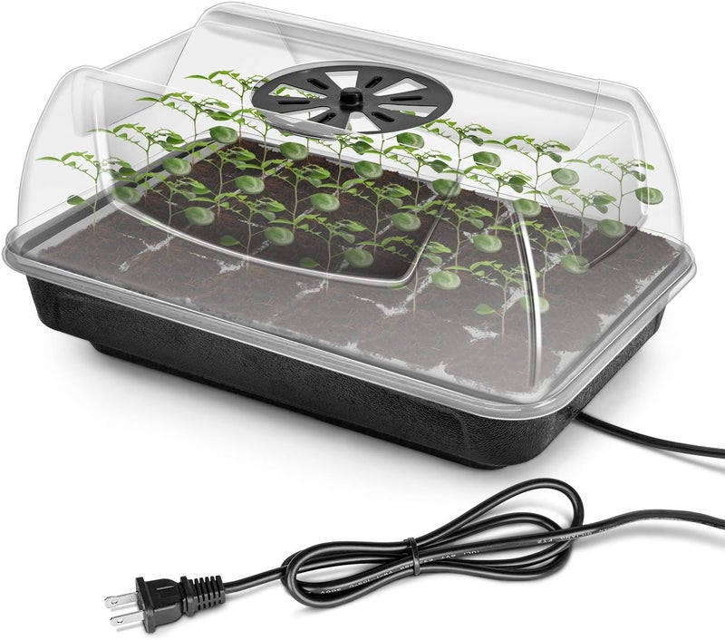 iPower iPower Heating Seed Starter Germination Kit Seedling Propagation Tray with Heater and 5in Vented Humidity Dome 1Pack BlackTransparent  - Image 1