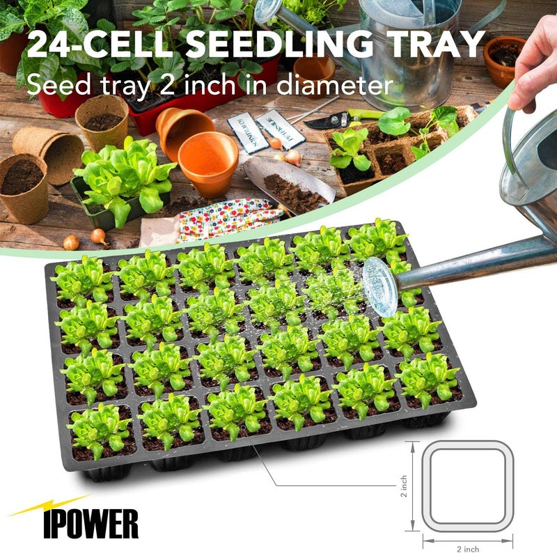 iPower iPower Heating Seed Starter Germination Kit Seedling Propagation Tray with Heater and 5in Vented Humidity Dome 1Pack BlackTransparent  - Image 4