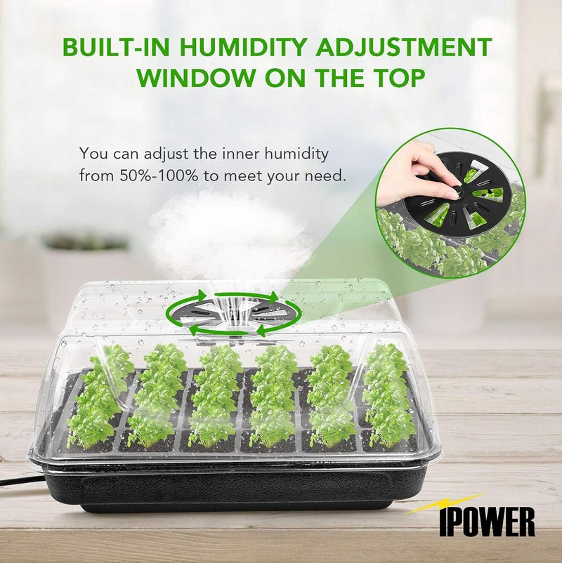 iPower iPower Heating Seed Starter Germination Kit Seedling Propagation Tray with Heater and 5in Vented Humidity Dome 1Pack BlackTransparent  - Image 5