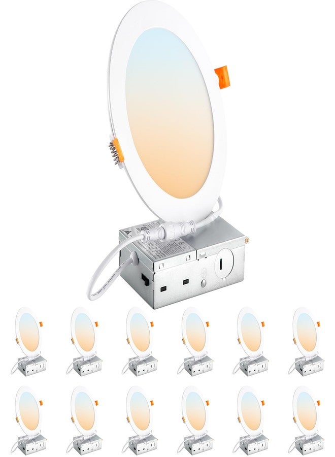 DINGLILIGHTING DLLT LED Recessed Ceiling Lights: 12 Pack 6 Inch 5CCT Ultra-Thin Lighting with Junction Box for Bedroom - 1200LM Brightness 12W Eqv 110W Dimmable Canless Wafer Downlight with ETL&FCC - Image 1