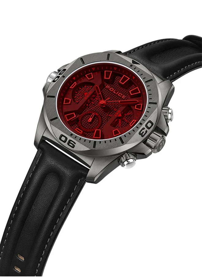 بوليس Electrical Gents Chronograph Watch With Red Dial & Black Strap -PEWJF0022502