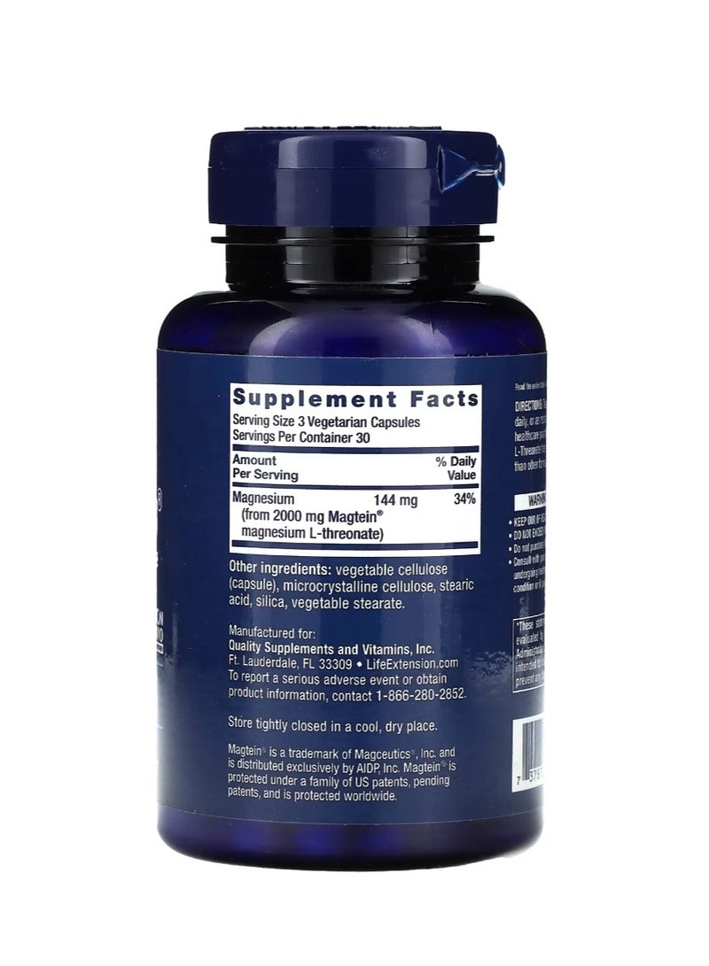 لايف إكستنشن نيورو-ماج مغنيسيوم إل-ثريونات 144 مجم 90 كبسولة نباتية (48 مجم لكل كبسولة) - Image 2