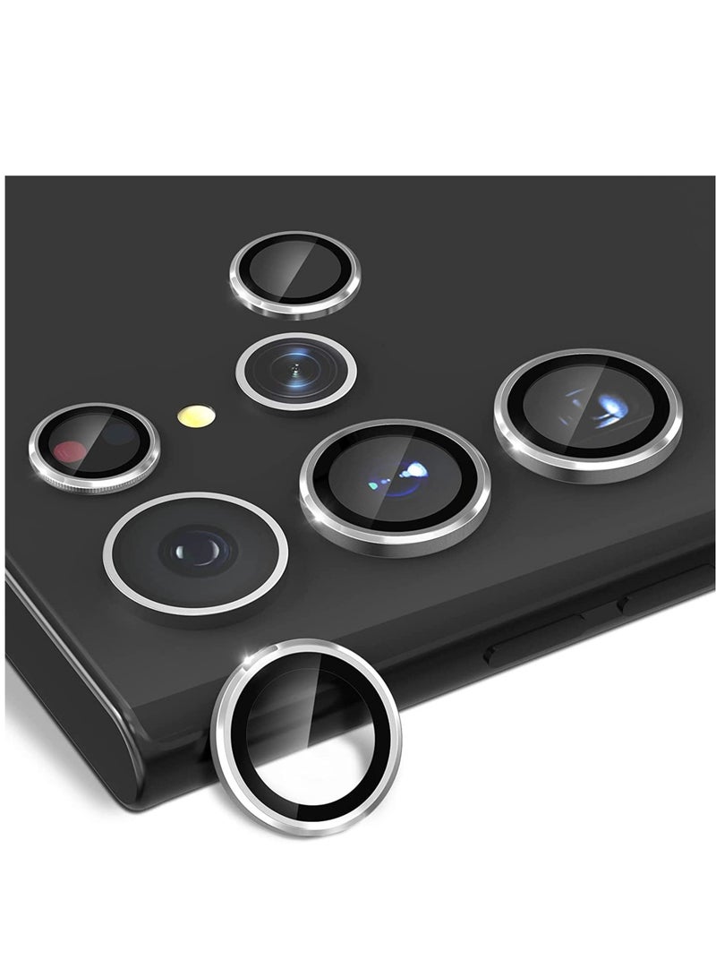 ELTRAZONE حامي عدسة كاميرا سامسونج جالاكسي S22 ألترا [3+2]، زجاج مقسى عالي الدقة، غلاف حلقة حماية عدسة الكاميرا الخلفية، فضي - Image 1