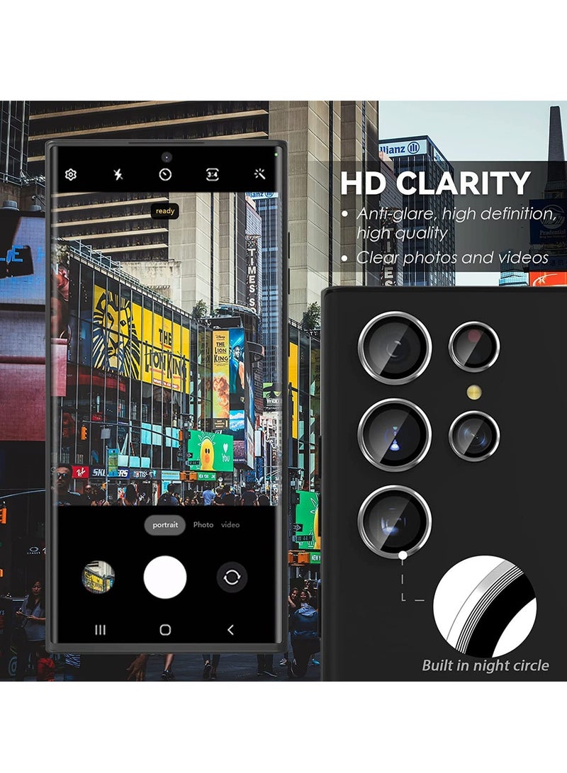 ELTRAZONE حامي عدسة كاميرا سامسونج جالاكسي S22 ألترا [3+2]، زجاج مقسى عالي الدقة، غلاف حلقة حماية عدسة الكاميرا الخلفية، فضي - Image 5