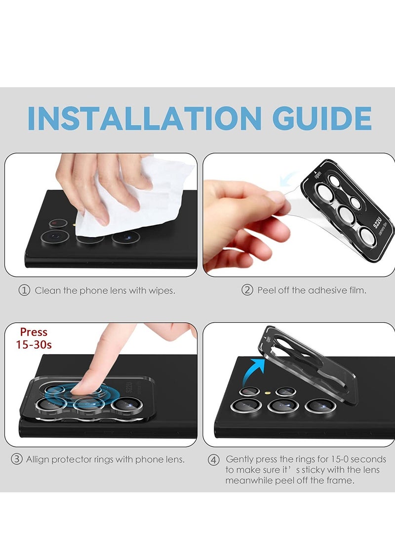 ELTRAZONE حامي عدسة كاميرا سامسونج جالاكسي S22 ألترا [3+2]، زجاج مقسى عالي الدقة، غلاف حلقة حماية عدسة الكاميرا الخلفية، فضي - Image 4
