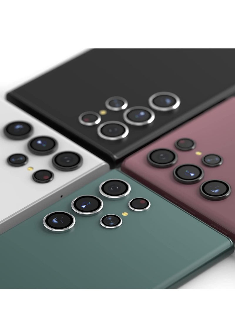 ELTRAZONE حامي عدسة كاميرا سامسونج جالاكسي S22 ألترا [3+2]، زجاج مقسى عالي الدقة، غلاف حلقة حماية عدسة الكاميرا الخلفية، فضي - Image 3