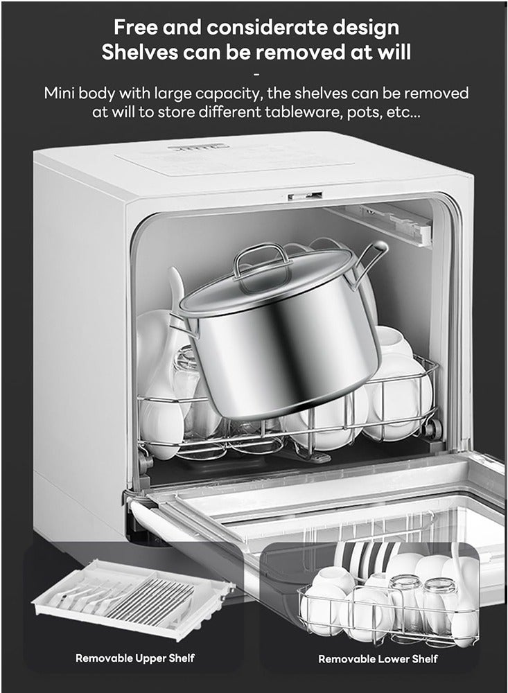 ايتي لايف غسالة أطباق سطحية، غسالة أطباق محمولة موفرة للطاقة لا تحتاج إلى تركيب، 4 برامج، تعقيم بدرجة حرارة عالية وتجفيف بالهواء الساخن، سعة تكفي لأطباق 8 أشخاص. - Image 2