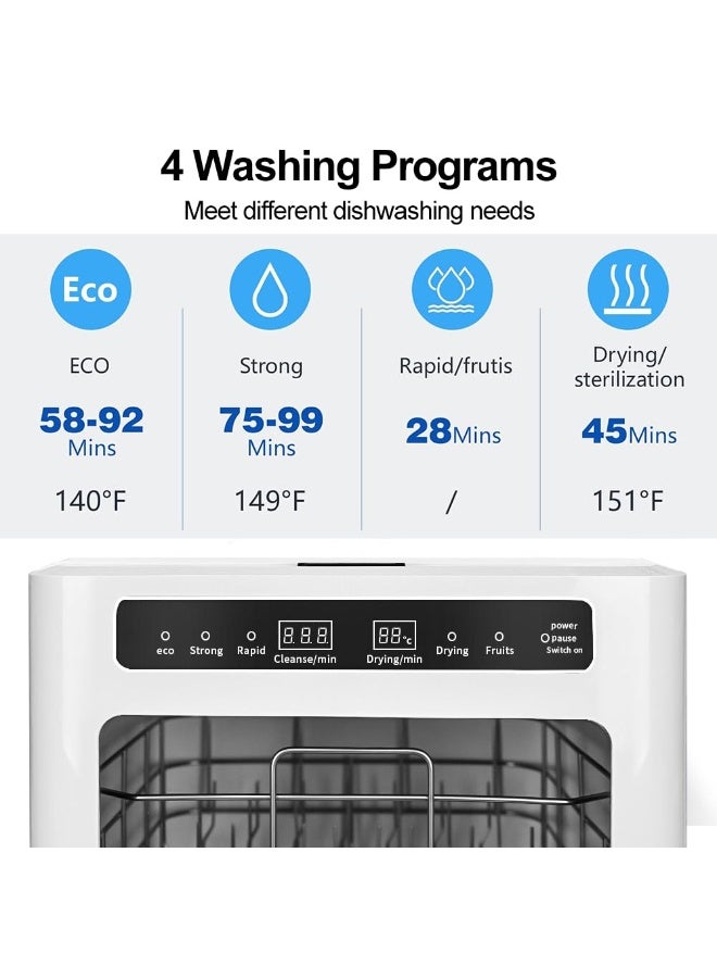 ايتي لايف غسالة أطباق سطحية، غسالة أطباق محمولة موفرة للطاقة لا تحتاج إلى تركيب، 4 برامج، تعقيم بدرجة حرارة عالية وتجفيف بالهواء الساخن، سعة تكفي لأطباق 8 أشخاص. - Image 5