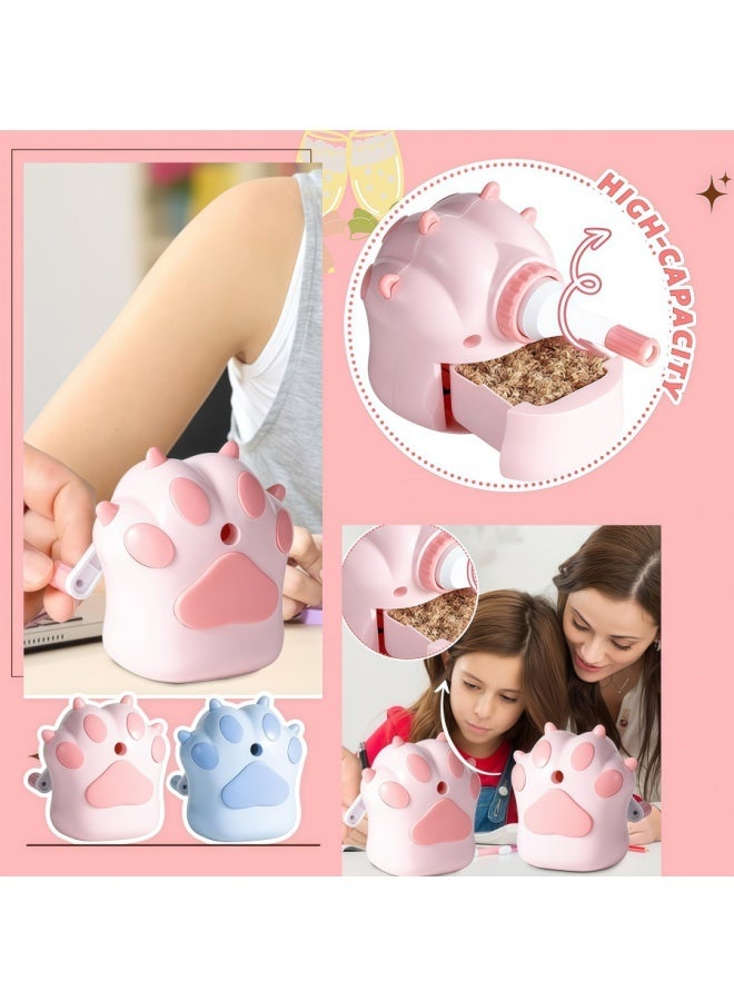 مبراة أقلام رصاص يدوية وردية اللون للأطفال، على شكل أقدام قطة كرتونية، مبراة أقلام رصاص صغيرة محمولة باليد، مبراة أقلام رصاص لطيفة وممتعة. قابلة للتعديل، مناسبة للأقلام الملونة، للأطفال والطلاب والصفوف الدراسية والمنزل والمكتب. - Image 3