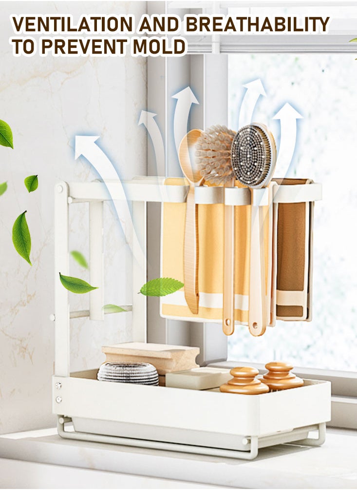 Perfii Stainless Steel Sink Caddy Organizer with Removable Drip Tray - Multifunctional Kitchen Sponge Holder and Storage Rack  - Image 5