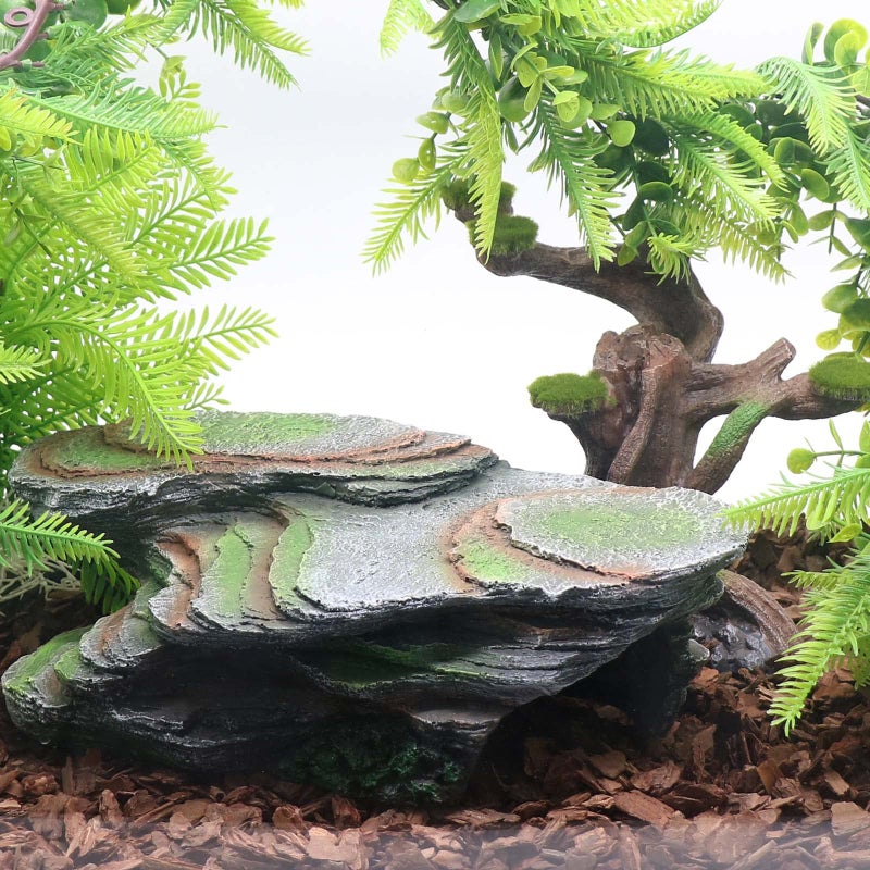 relaqcc Reptile Resting Terrace Tortoise Climbing Platform Shale Scape Step Ledge, Reptile Cave Hideout Leopard Gecko Accessories Decorations, Great for Reptiles, Amphibians, Bearded Dragons, Lizard, Frogs - Image 2
