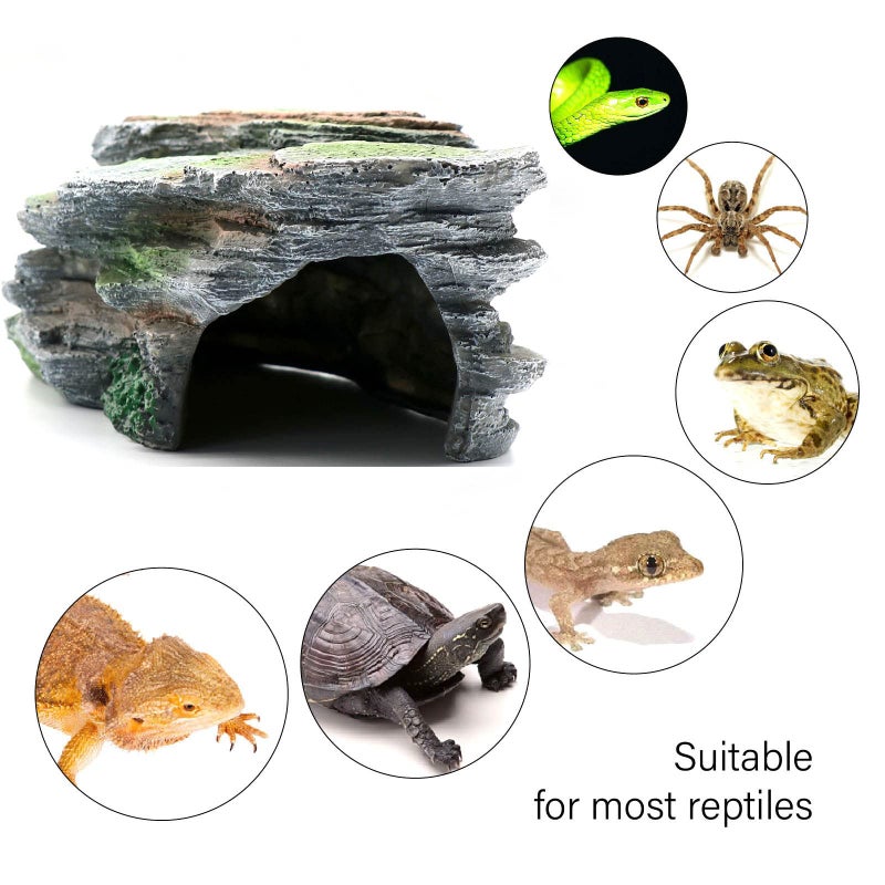 relaqcc Reptile Resting Terrace Tortoise Climbing Platform Shale Scape Step Ledge, Reptile Cave Hideout Leopard Gecko Accessories Decorations, Great for Reptiles, Amphibians, Bearded Dragons, Lizard, Frogs - Image 3