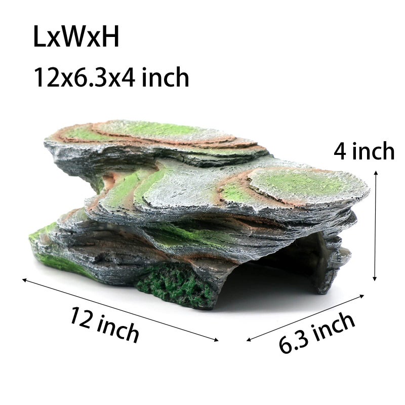 relaqcc Reptile Resting Terrace Tortoise Climbing Platform Shale Scape Step Ledge, Reptile Cave Hideout Leopard Gecko Accessories Decorations, Great for Reptiles, Amphibians, Bearded Dragons, Lizard, Frogs - Image 4