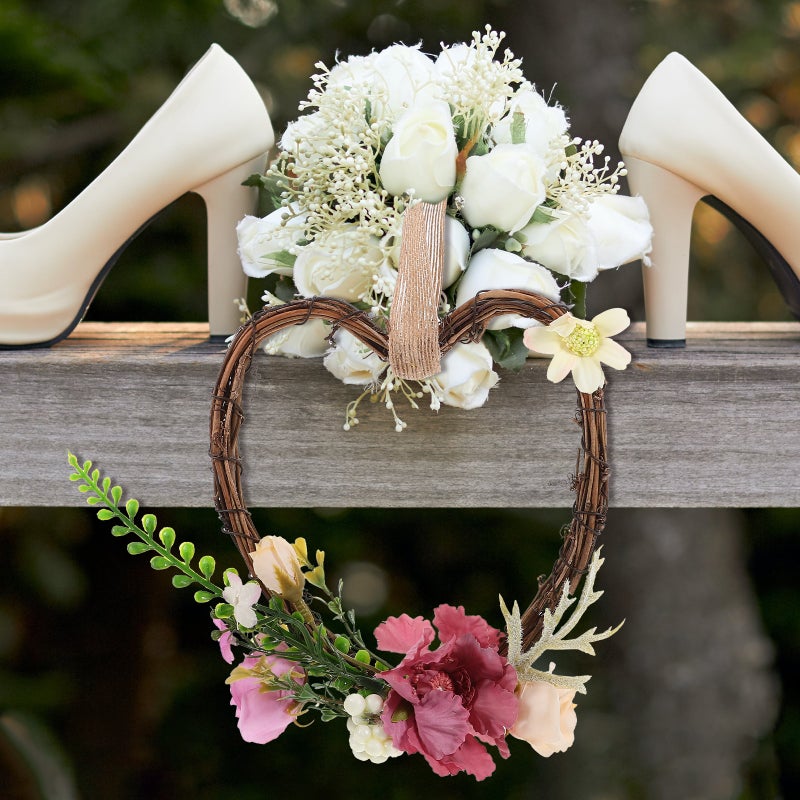 Wedding Love Heart Wreath Garland Wall Door Hanging Wreath Wedding Party Decoration - Image 3