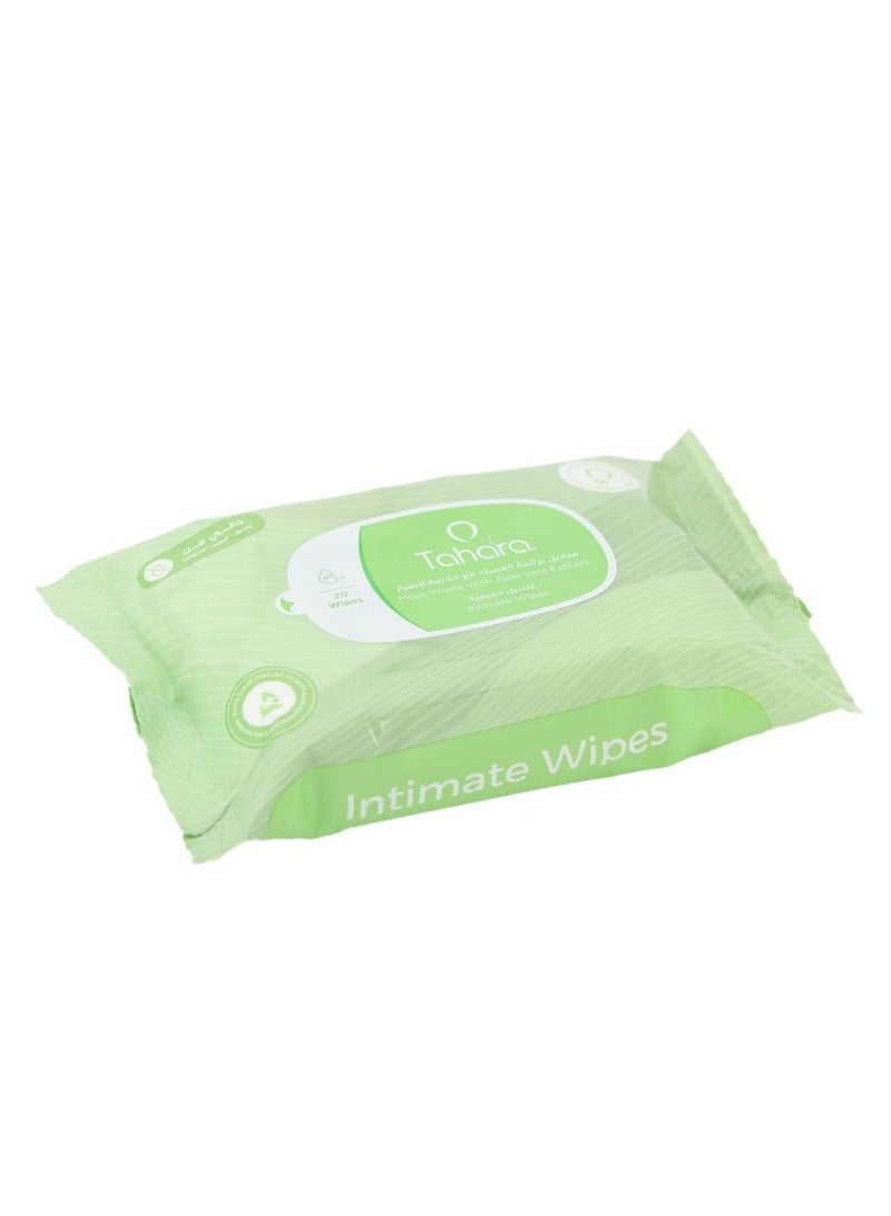 TAHARA Intimate Musk scented wet wipes pack With Aloe Vera Extract Contains 20 Pieces White 4g  - Image 1
