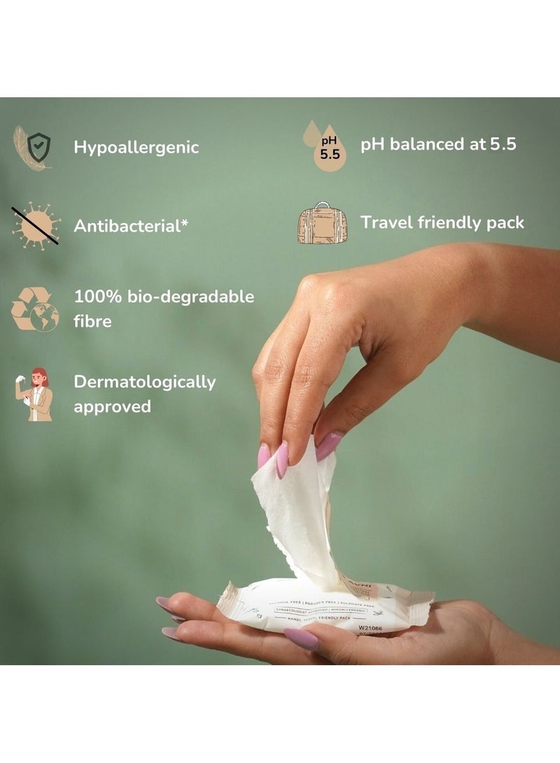 TAHARA Intimate Musk scented wet wipes pack With Aloe Vera Extract Contains 20 Pieces White 4g  - Image 3