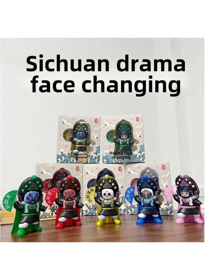 Sichuan Opera Face Changing Doll Facial Makeup Chinese Essence Cultural Creative Characteristics Children Stall Toy-Color:Trendy Face-changing Baby-big Red (4 Faces Variable) - Image 2