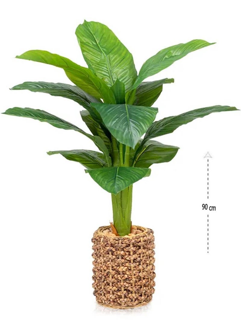 سي او أرماء شجرة صناعية محاكاة لأوراق الموز الناعمة بملمسها الطبيعي بارتفاع 90 سم - Image 1