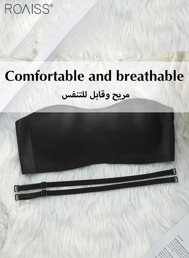 roaiss Women's Seamless Bra Strapless Design Dress Bra Anti Slip Removable Shoulder Strap Daily Bra - Image 2